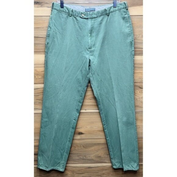 Peter Millar Mens Green Pima Cotton Flat Front Chino Pants*Size 34*EUC - Picture 1 of 13